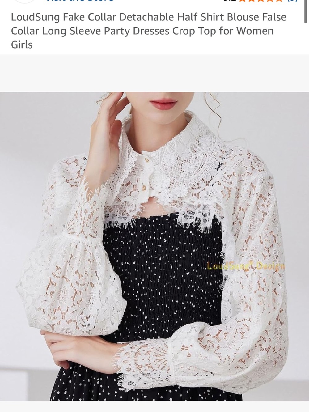 Lace Detachable Collar Bolero Shrug - White